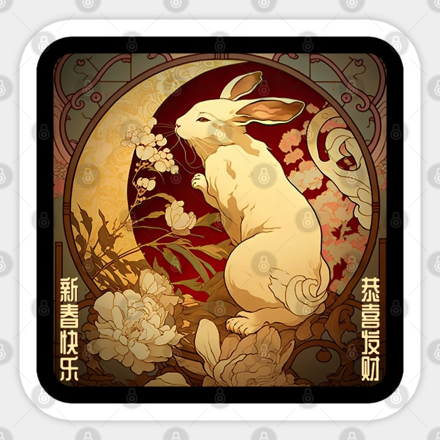 Chinese New Year - Year of the Rabbit v7 (minimal text) Sticker by AI-datamancer